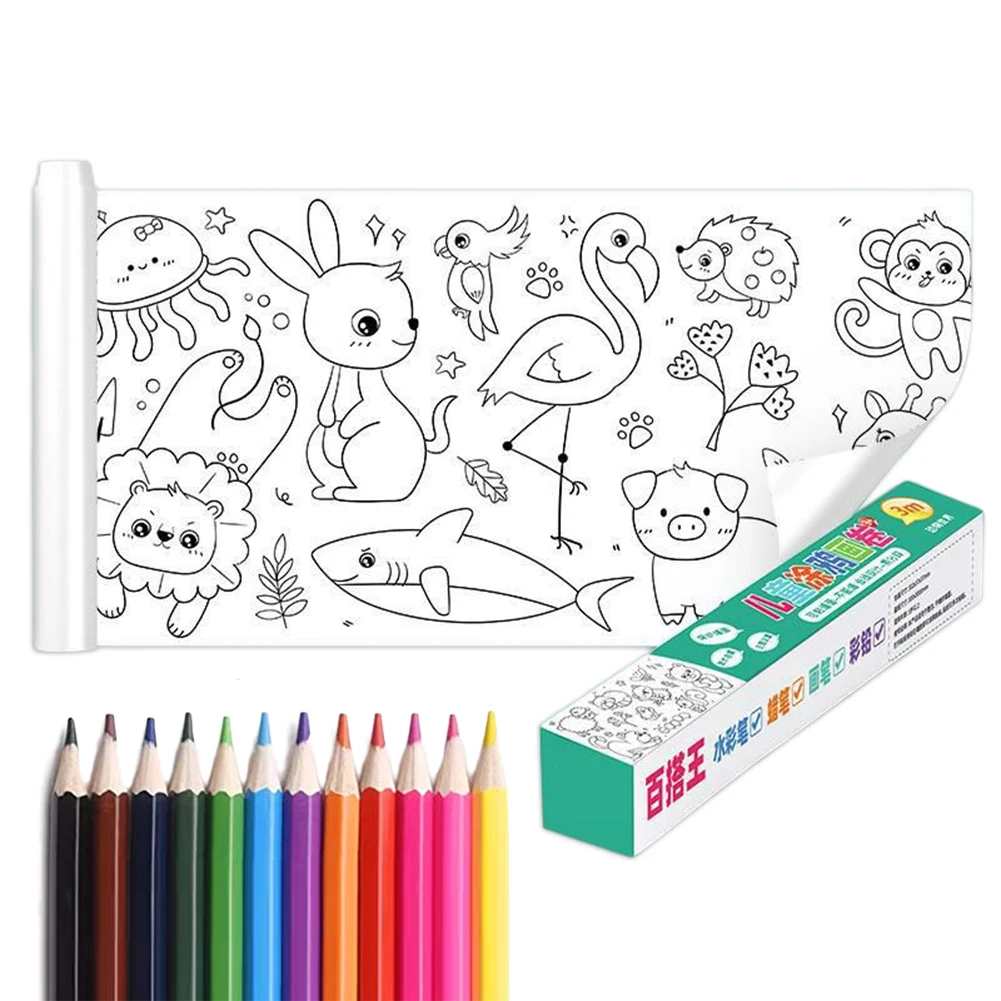 Bambini che disegnano rotolo di Poster da colorare fai da te per bambini per i viaggi a casa