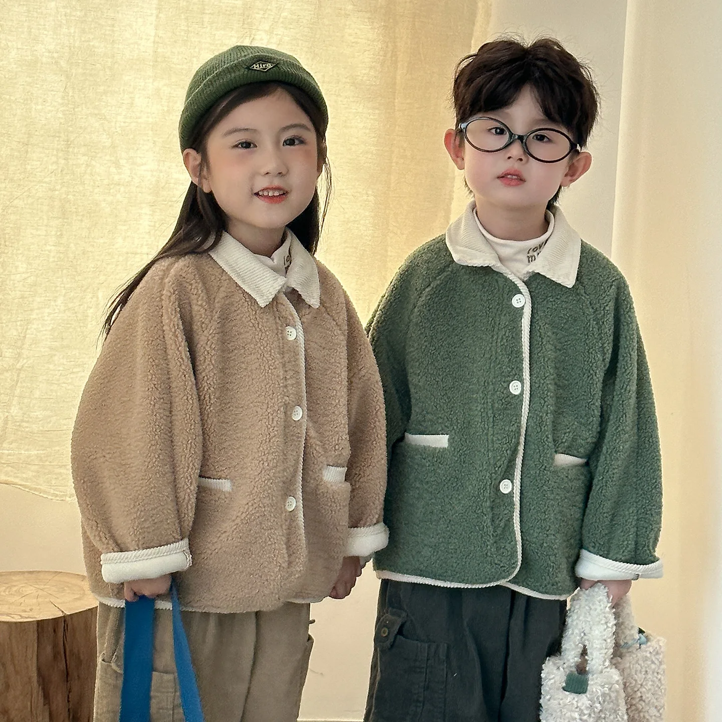 

Infant Baby Boys Coat Winter Turn Down Collar Lamb Woolen Toddler Kids Girls Overcoat Ins Thicken Casual Children Boys Outerwear