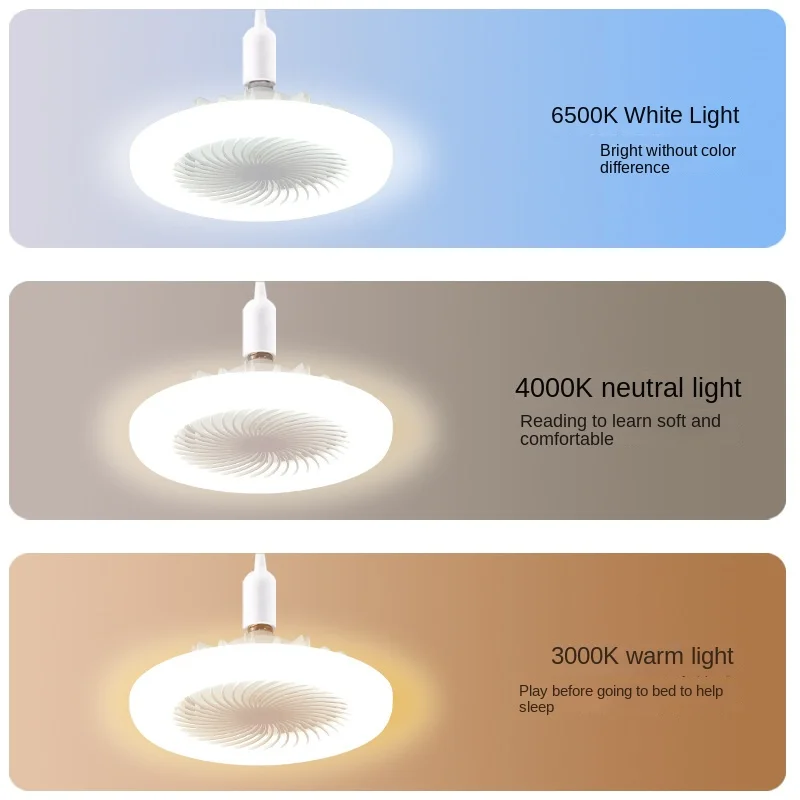 2-in-1 3 speed Mode Ceiling Fan Light LED Fan Light LED Lamp Bead E27 Screw Fan Light Remote Control Wall Control for Bedroom