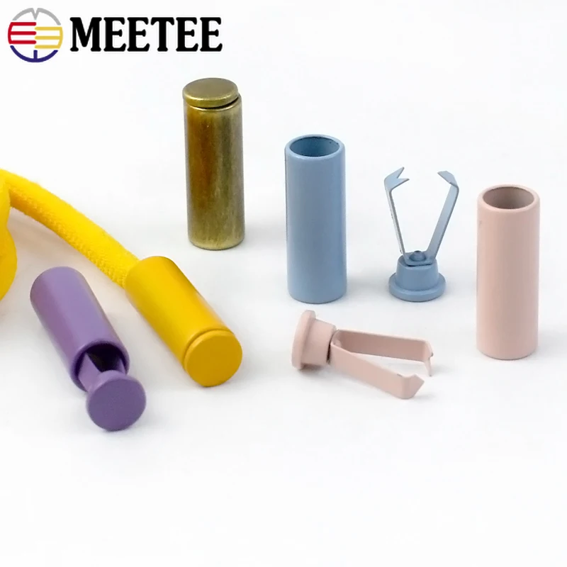 Meetee 30/50Pcs 20mm Metal Colored Cord End Lock Stopper Button for Garment DIY Shoes Bag Cap Pendant Hanging Bell Accessories