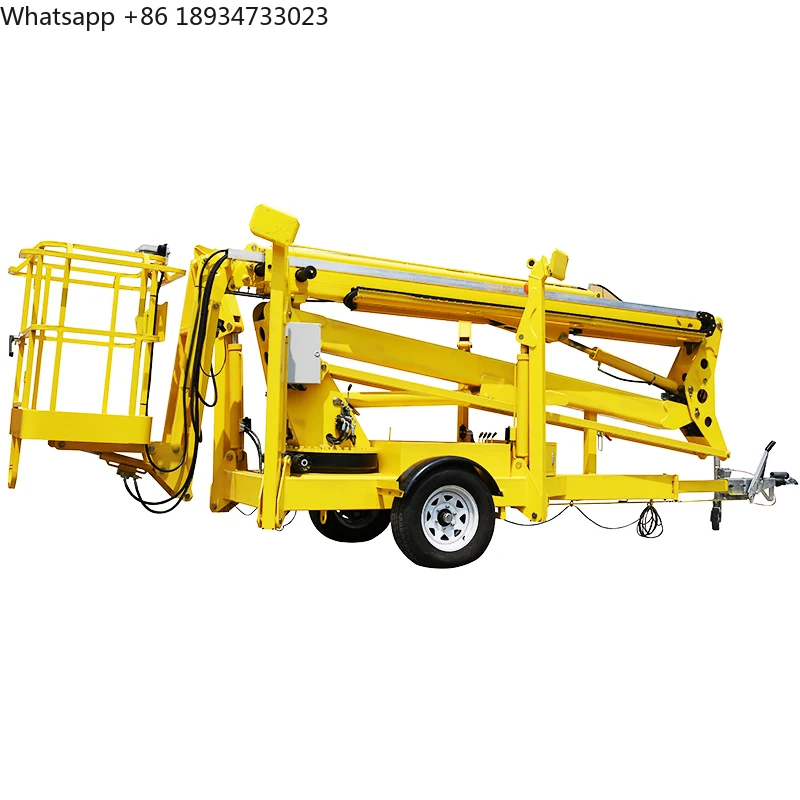 14m 16m 18m Trailer Mounted Aerial Elevated Platforms Towable Boom Lift Cherry Picker for Sales
