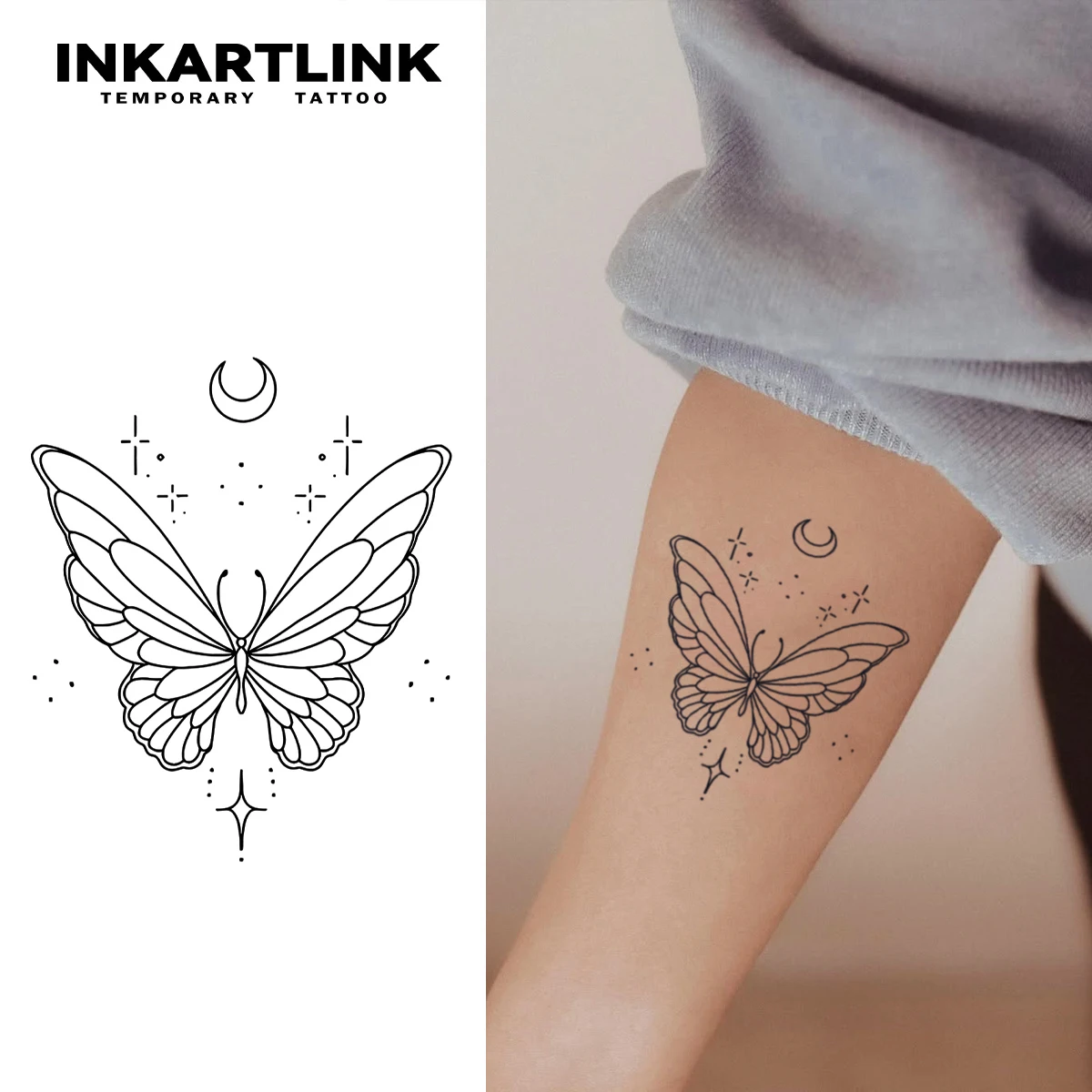 Butterfly temporary tattoo sticker, waterproof magic tattoo, lasts to 15 days fake tattoo, semi permanent tattoo