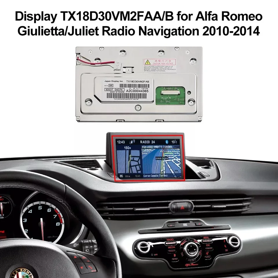 

7-дюймовый дисплей приборной панели TX18D30VM2FAA/B для радионавигации Alfa Romeo Giulietta/Juliet