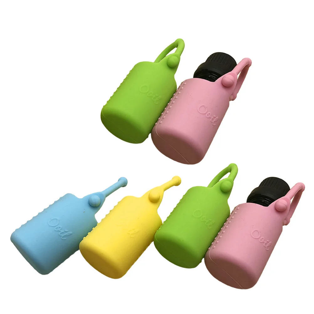 6 Pcs Spray Bottle Silicone Sleeve Protector for Essential Oil Key Chain Case Protective Cover Man