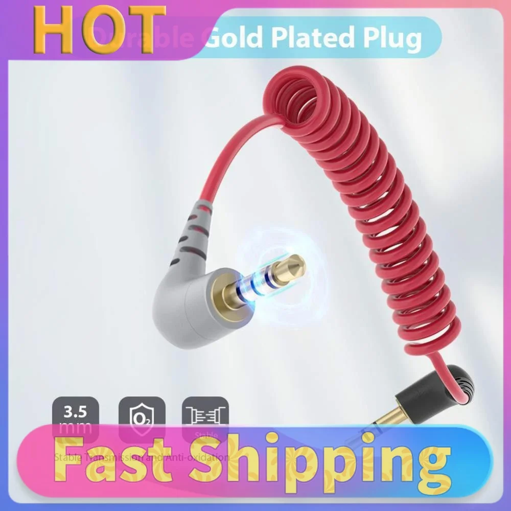 3.5mm for Spring Coiled Microphone Spiral Cord for RODE Videomic Pro+/VideoMic GO Microphone Accessories