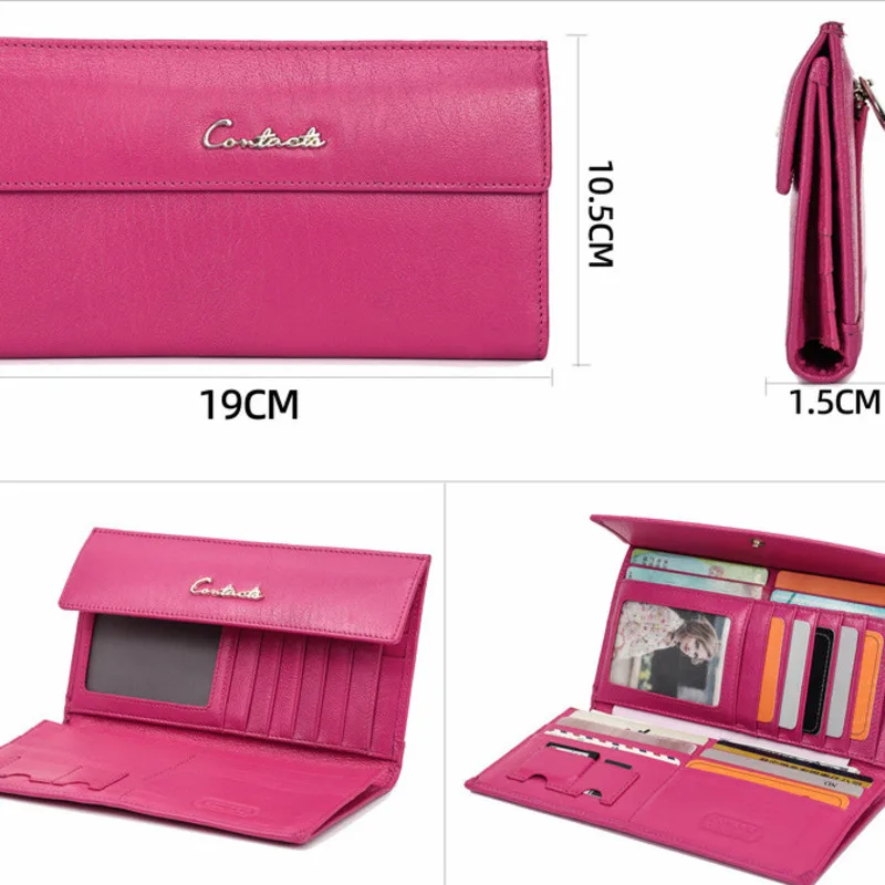 New Fashion Trend Flip Long Multi Functional Handbag Leather Women's Wallet Women Leather High-end Pure Cowhide Wallets Card Bag