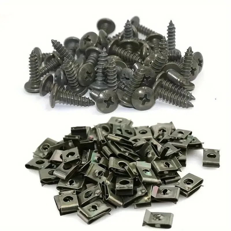 Car Screw Fastener Base U Clip Modification Metal Fender Bumper Protection Clamp Car Fasteners Self-tapping Screw Clips