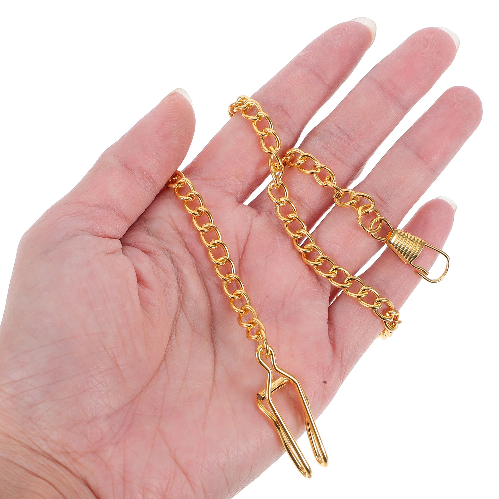 Golden Plated Pocket Watch Chain Heavy Duty Lobster Claw Sturdy Construction Silver Plated Shiny Surface Perfect for Pocket
