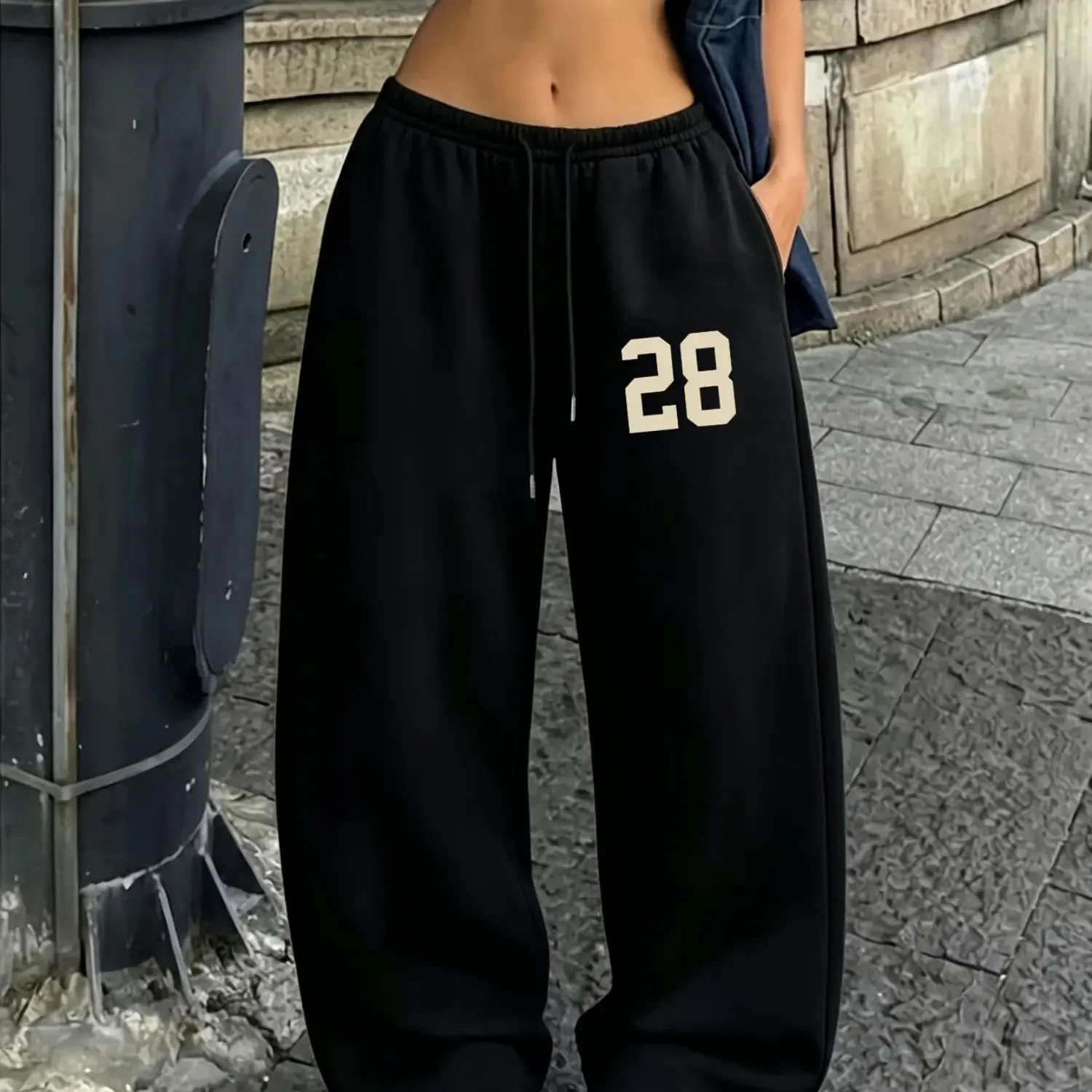 Women's best-selling printed fleece sports pants, warm and comfortable casual straight-leg pants for autumn and winter. Pants