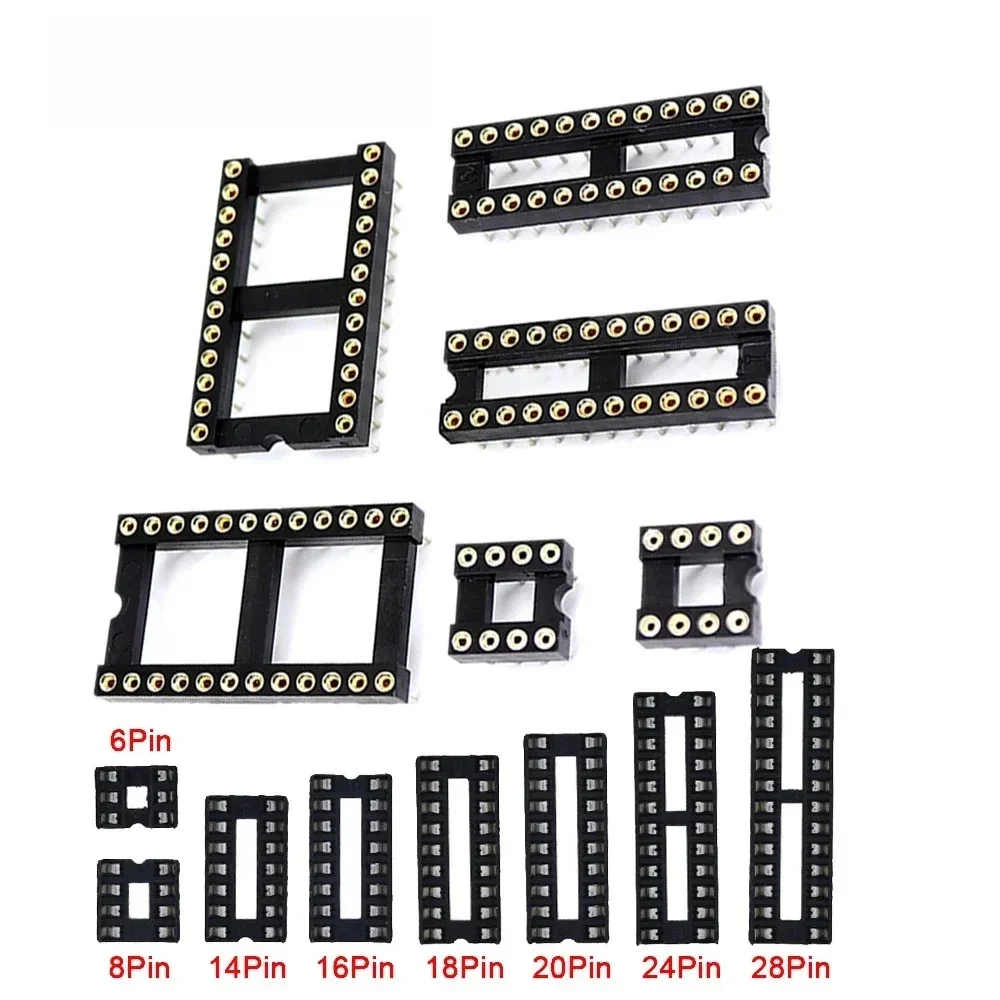 10PCS Round IC SOCKET DIP6 DIP8 DIP14 DIP16 DIP18 DIP20 DIP24 DIP28 2.54mm Socket Chips Base 6 8 14 16 18 20 24 28 Pin