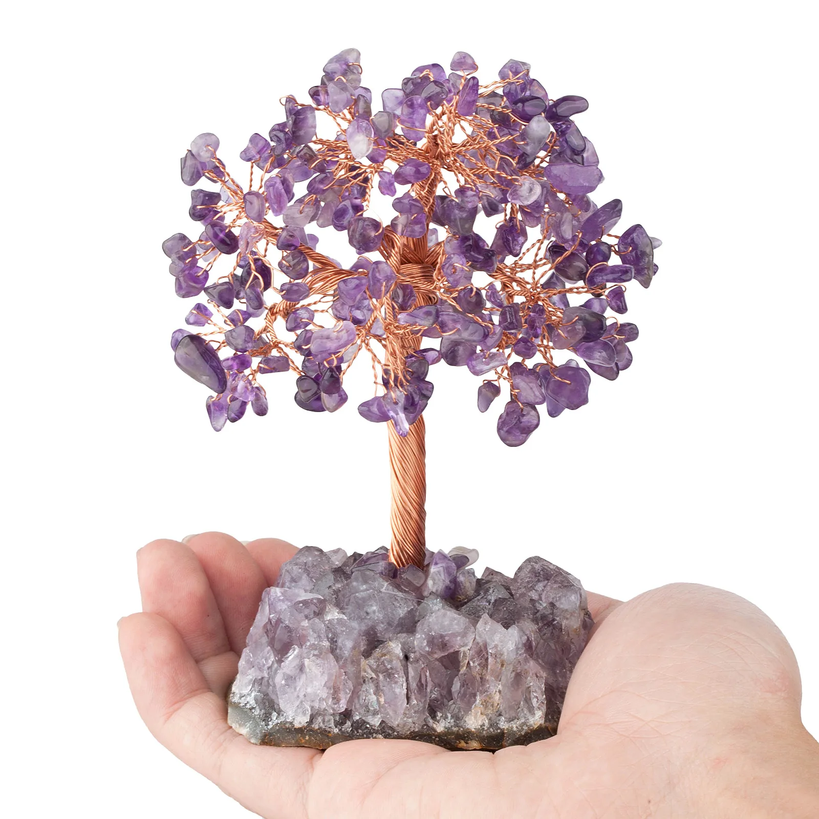 YFY  natural amethyst flower raw ore lucky tree gravel leaf fortune tree handicraft crystal ornament