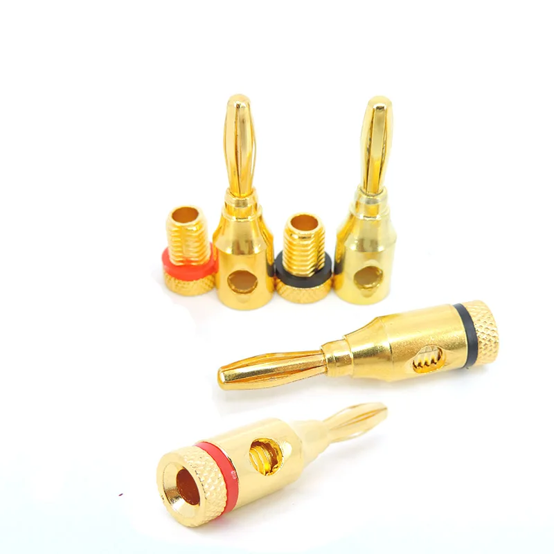 4mm 24k Gold Plated Banana Plugs Wire Cable Connectors Musical For Speaker Amplifier Adapter Audio Banana Plug Connector