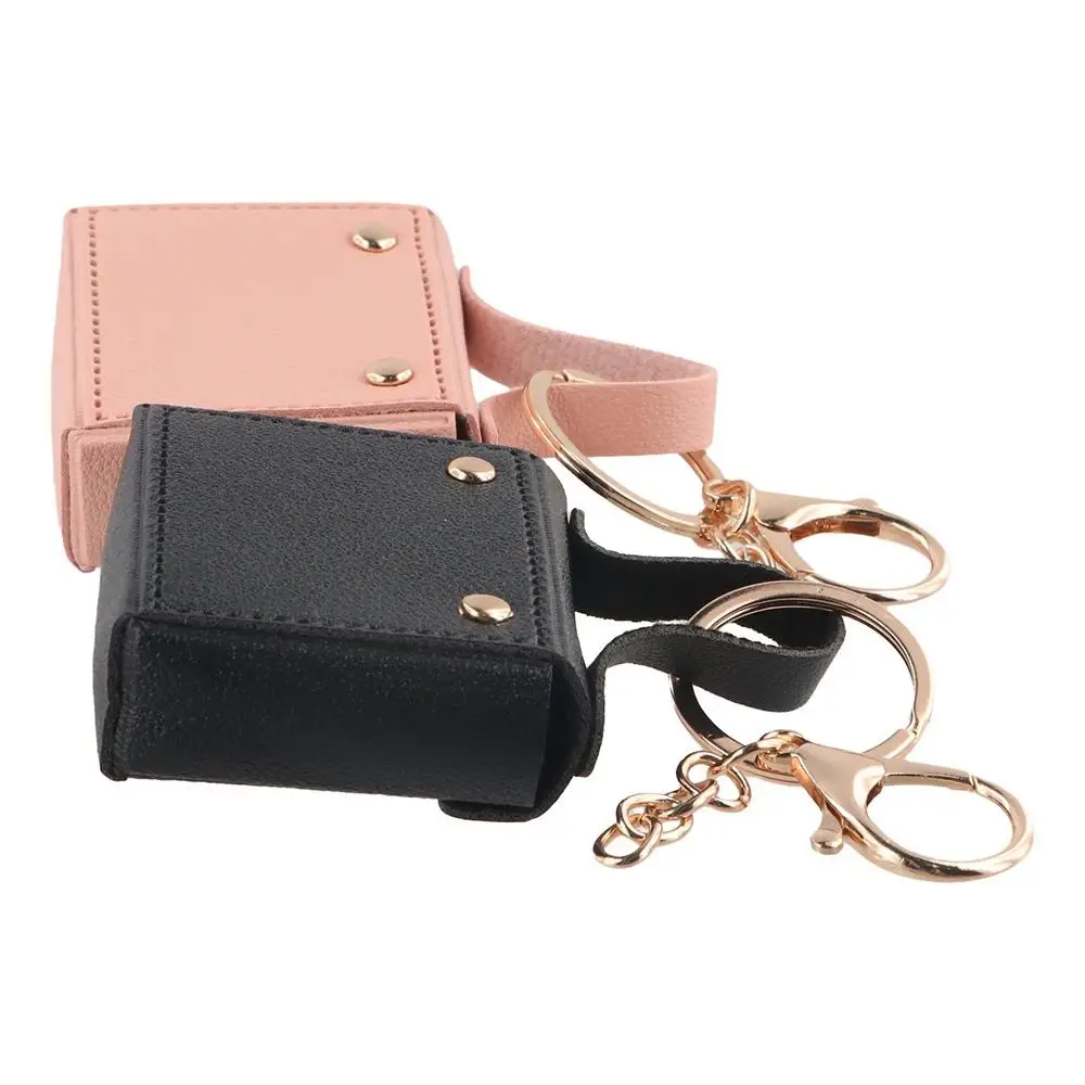 

Simple PU Leather Coin Purse Keychain Solid Color Wallet Mini Bag Earphone Storage Bag Bag Pendant Small Square Bag Girl
