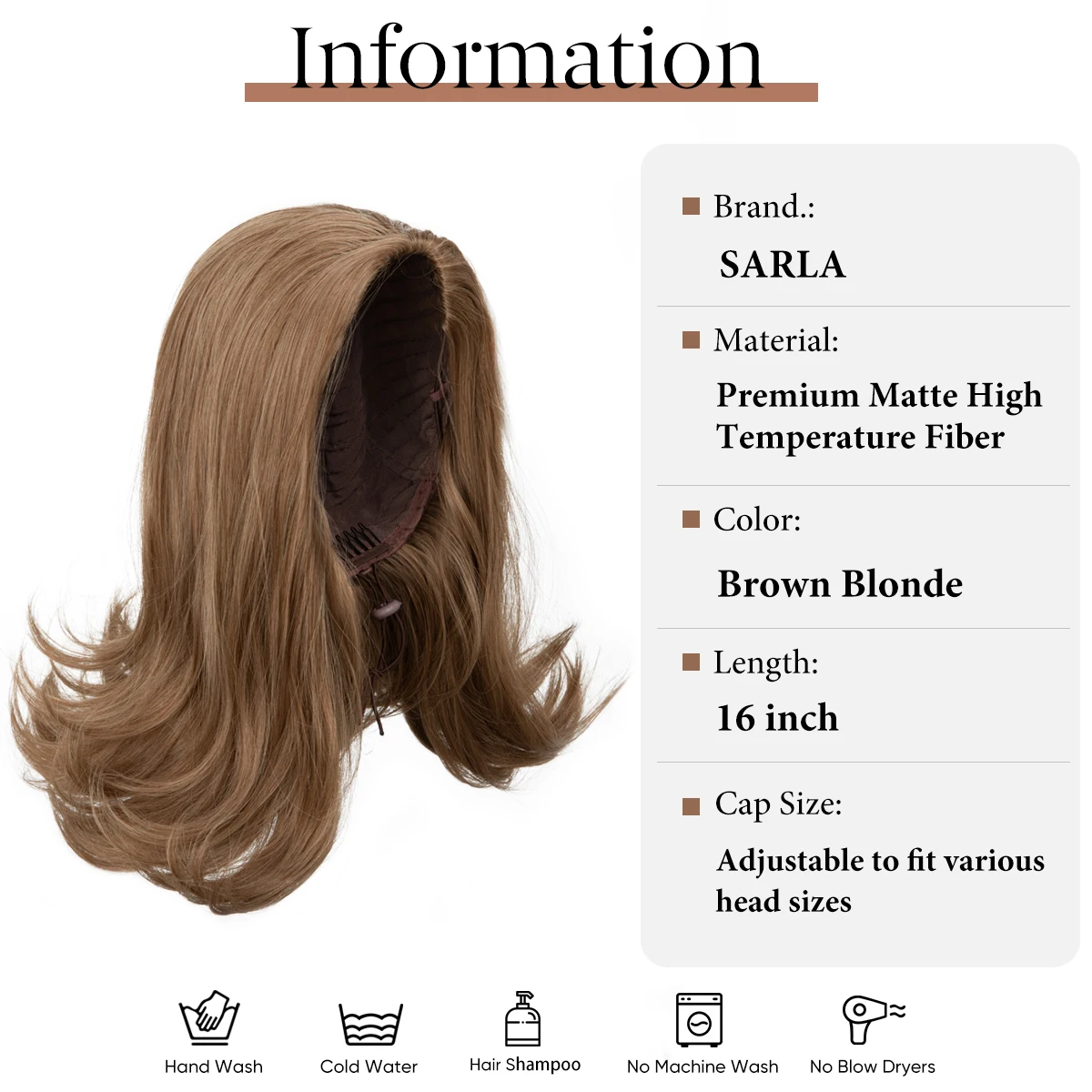 Synthetic Short Half Wig Female Brown Black Blonde Headband Cosplay Natural Heat Resistant Hair Wig for Women SARLA