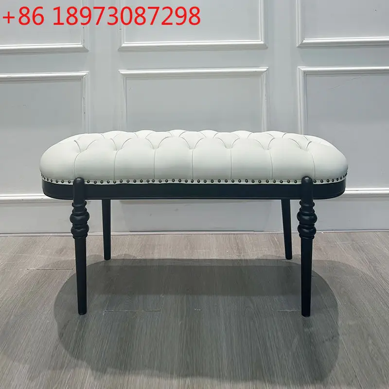 

American light luxury solid wood bed tail shoe changing stool cloakroom family bedroom sofa bed