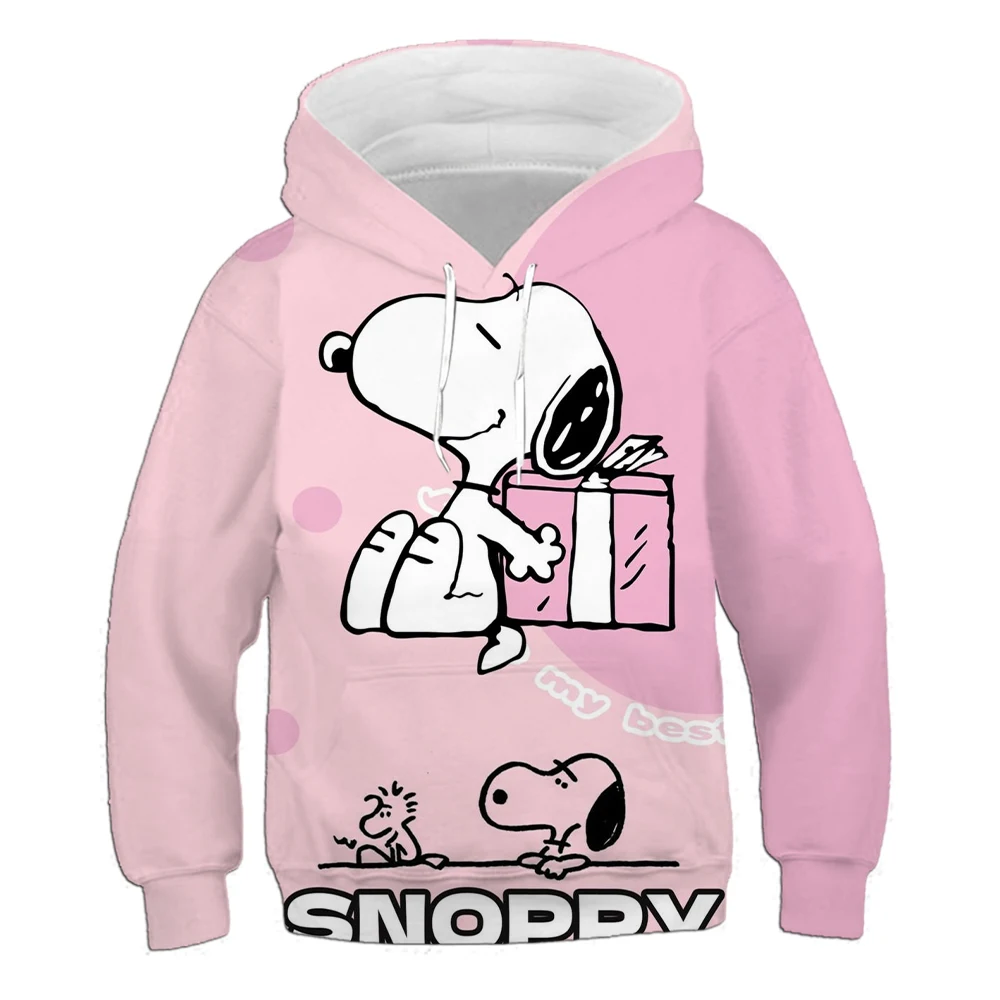 Autumn and winter new boys and girls 2-14 years old printed pullover sweatshirt hoodie Disney Snoopy pattern round neck hoodie