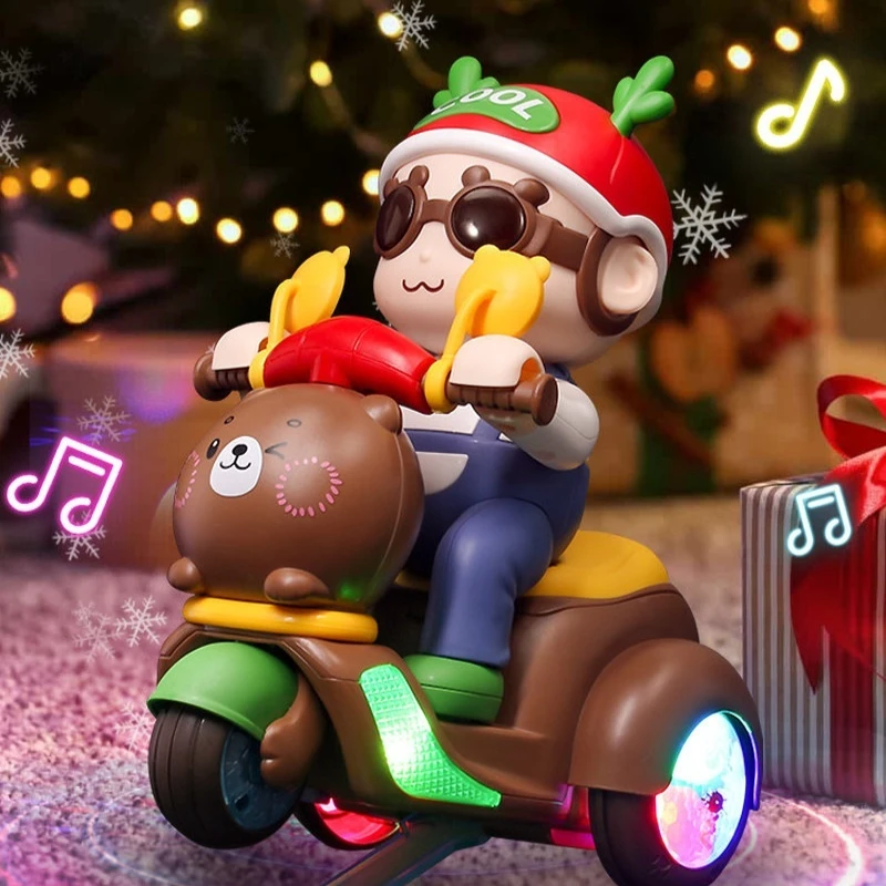 Electric Dancing Stunt Motorcycle Baby Toy 360 Rotating Standing S Curve Driving Light Up For 0 To 6 Year Old Boys Girls