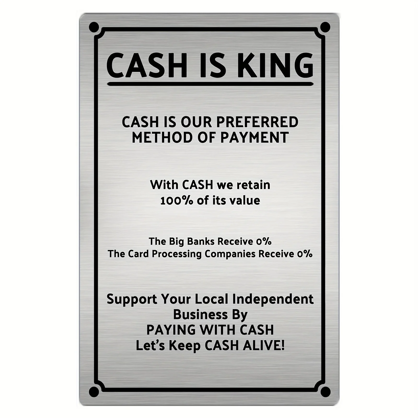 2D Flat,1pc Vintage Cashis King Metal Sign Aluminum Wall-Mounted Currency-Themed Cash Payment Promotion Plaque for Retail Stores