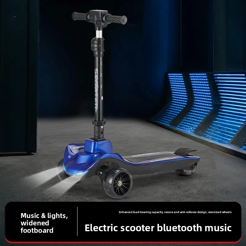 Children's Electric Scooter Scooter Boys And Girls Baby Flash One-legged Yo-yo Car With Bluetooth Rechargeable Electric Model