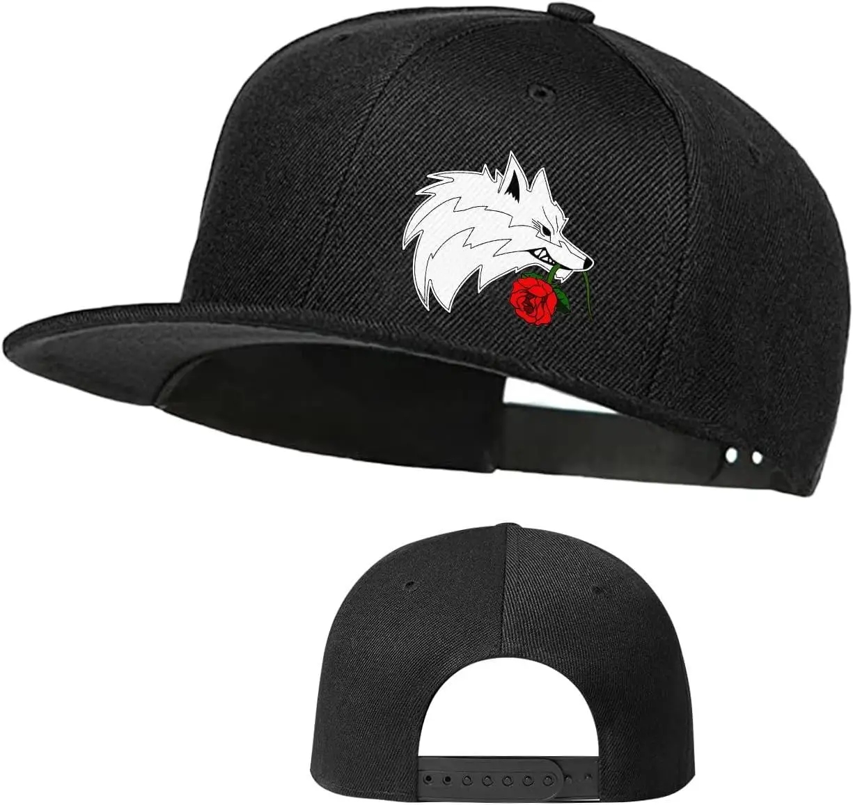 Animal Hats Mens Hats Snapback Wolf Rose Flower Adult Snap Back Caps,Tribal Wolf Howl Adjustable Hip Hop Baseball Cap