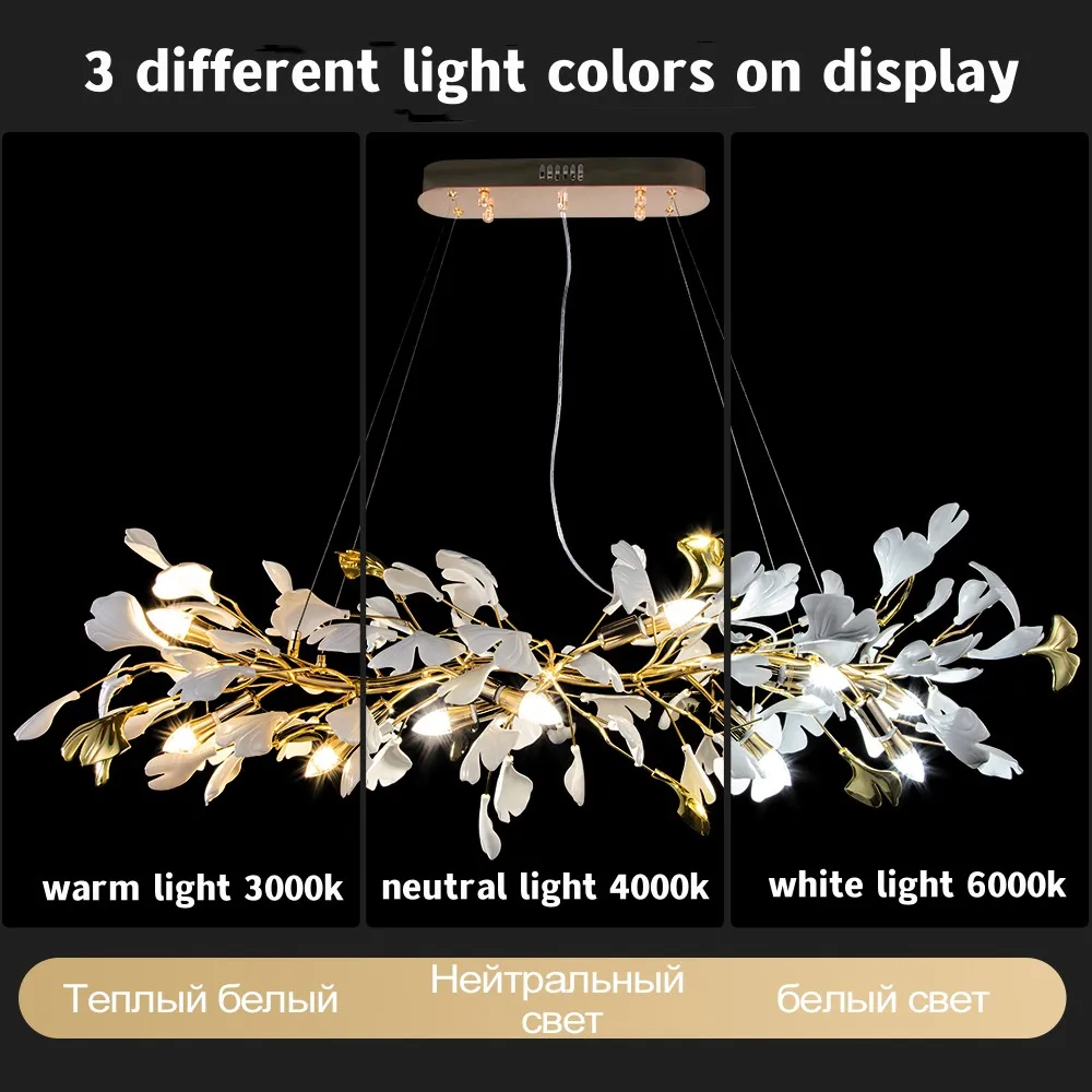 Gold Branch Crystal Chandelier For Dining Room Living Room Bedroom Kitchen Hotel Ginkgo Leaf Hanging Chandeliers Pendant Light