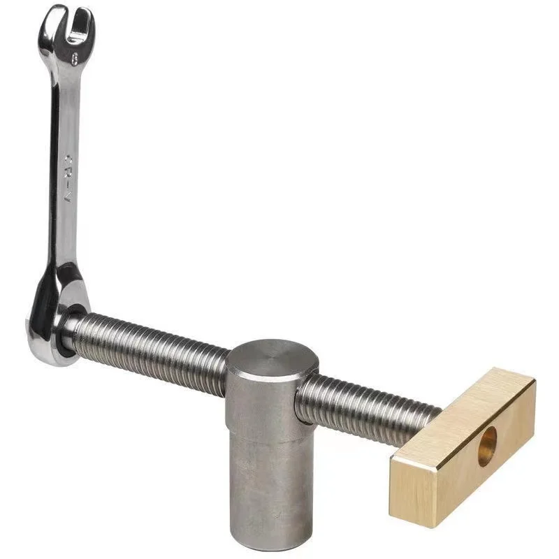 Adjustable Workbench Bench Dog Screw Clamp Fits 20mm Dog Holes Stainless Steel Brass Adjustable Stop Tenon Vise for Woodworking