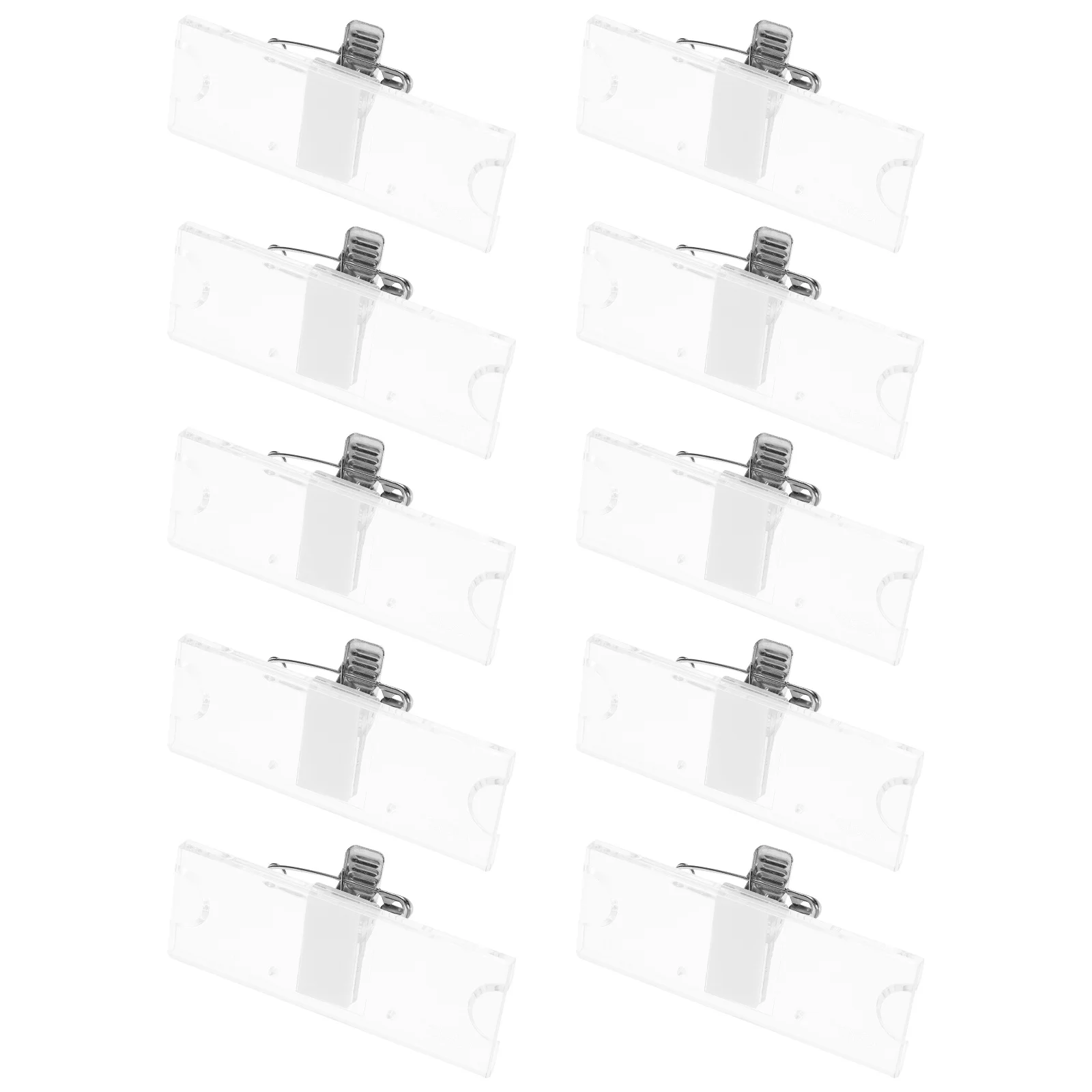 

10pcs Badge Holder Name Tag Holders Transparent Acrylic Clip For Id Cards Employee Office Hotel Identity