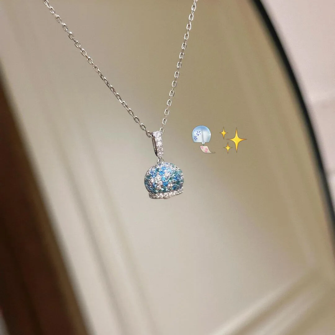 Exquisite jewelry Korean style light luxury super flash blue diamond hat necklace women niche design exquisite high-end