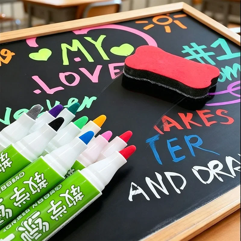 

12 Colors Liquid Chalk Markers Non-Toxic Dust-Free Wet Erasable Water Soluble for Blackboard Glass Acrylic Teaching Supplies
