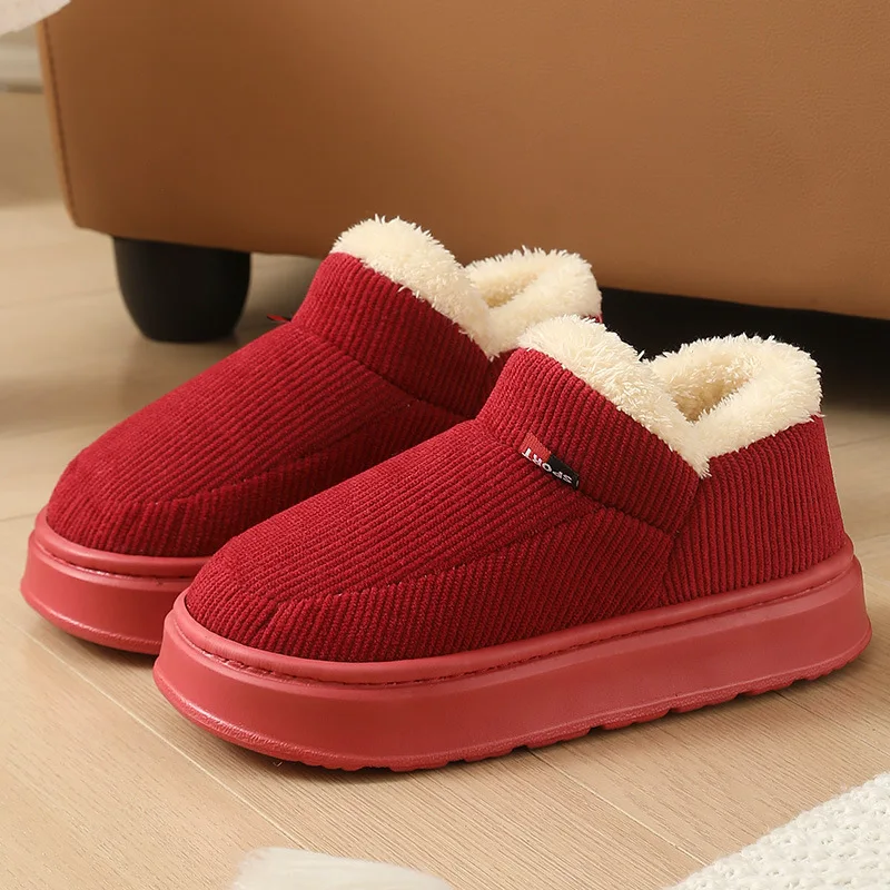 Unisex Winter-Plüsch-Schneestiefel mit Warmer Dicker Sohle für Innen- und Außenbereich Rutschfeste Hausschuhe – Detail 17