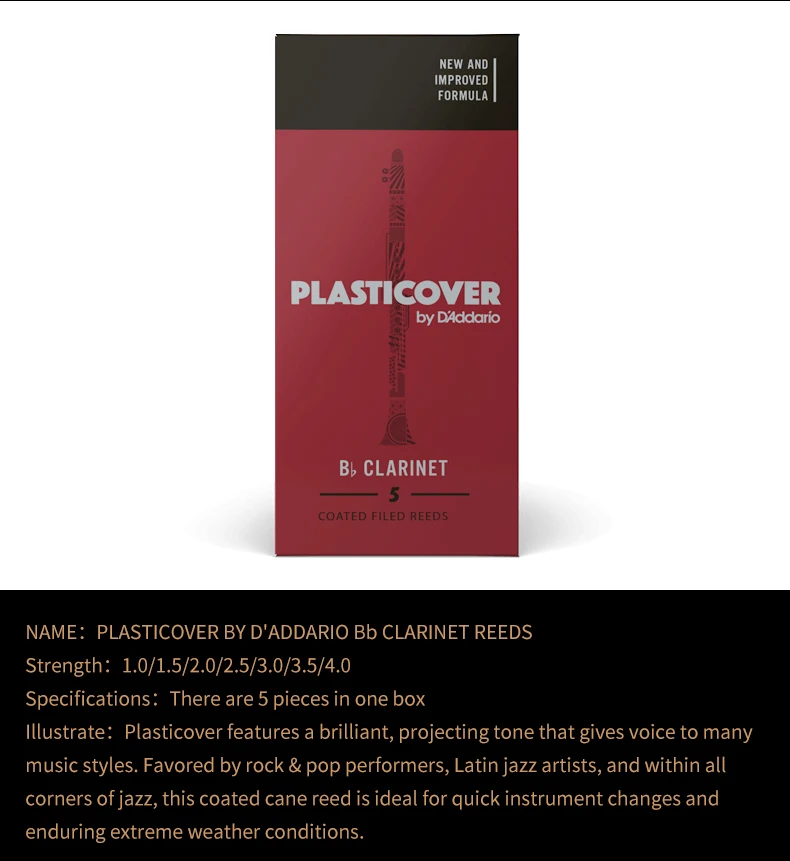 Original D'Addario RICO Blätter für Plastikblätter-Ersatz, Bb Sopransaxophon, Eb Altsaxophon, Bb Tenorsaxophon, Bb Klarinettenblätter, USA – Detail 4