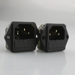 Viborg FI-03G 24K Gold Plated IEC AC Power Cable Audio Inlet Input Socket Solder HIFI with Fuse