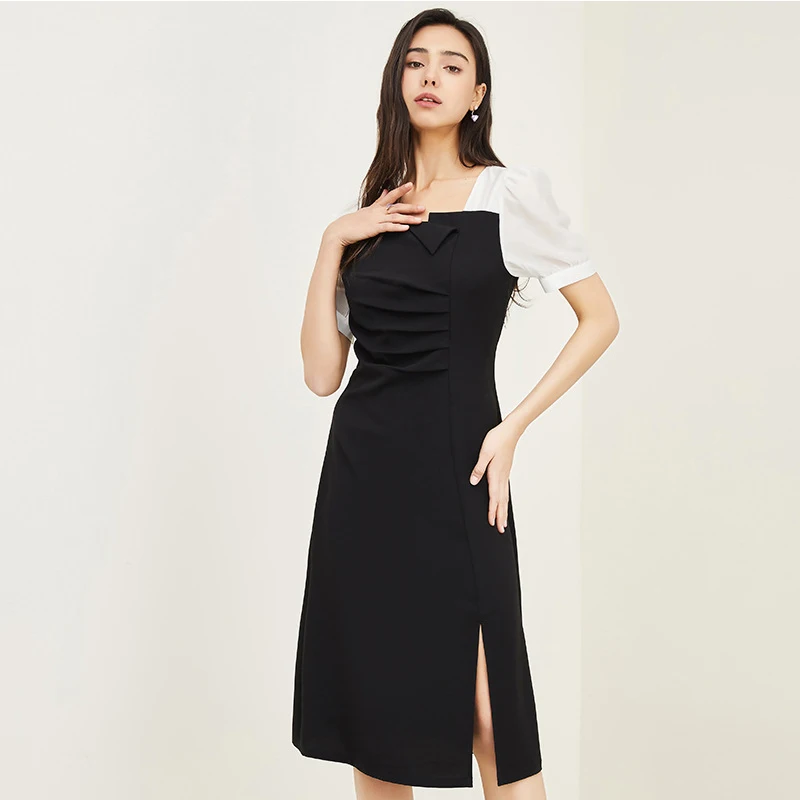 Lady Fashion Retro French Slim Fit Casual Long Dress 2022 Summer New Clothes For Women Panel Design Dress