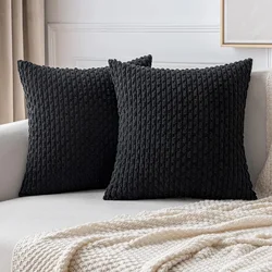 1pc 45x45CM Black White Super Soft Corduroy Decorative Throw Pillows Couch Home Decor for Cushion Sofa Bedroom Living Room Bed