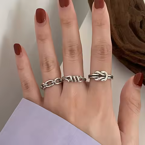 925 Sterling Silver Open Retro Ring For Women Geometric Punk Asymmetric Jewelry Gift Wholesale Dropshipping