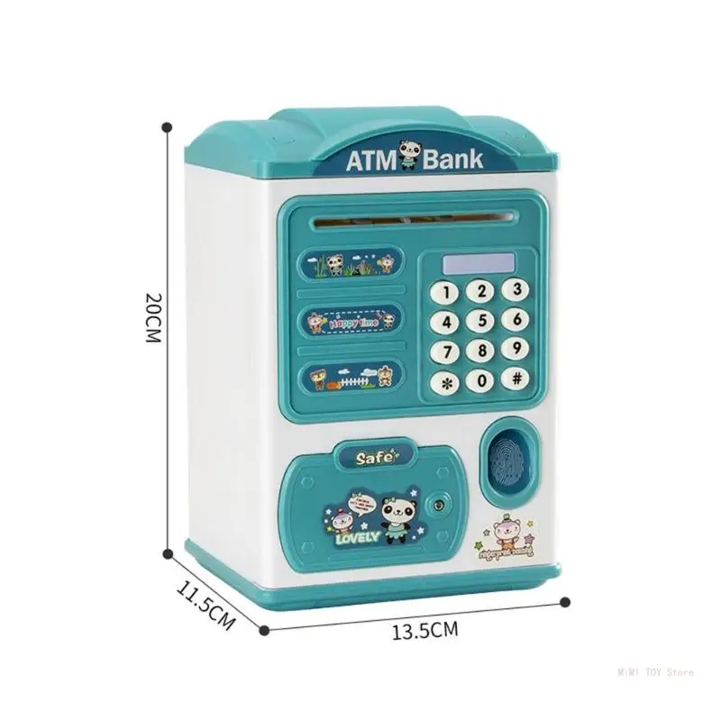 เด็ก Piggy รหัสผ่านอิเล็กทรอนิกส์ลายนิ้วมือ ATM เหรียญสามารถ Auto Scroll Bill กล่องเก็บเงินเด็กของขวัญ