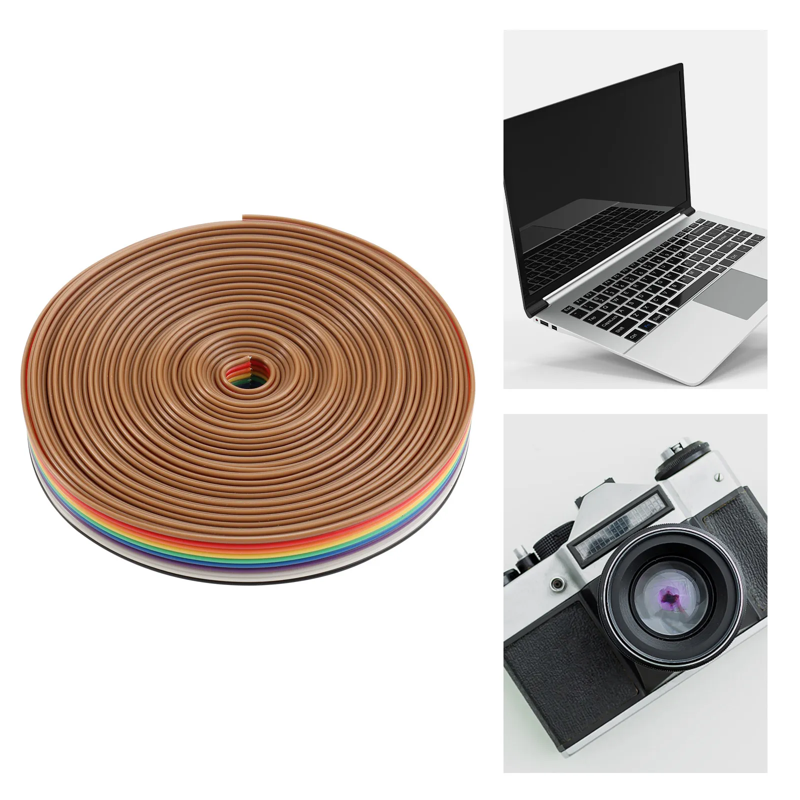 5M 10 Pin Flexible Flat Cable Rainbow Color Stiffener Reinforced for Digital Cameras Laptops LCD Tvs Monitors Idc Ribbon