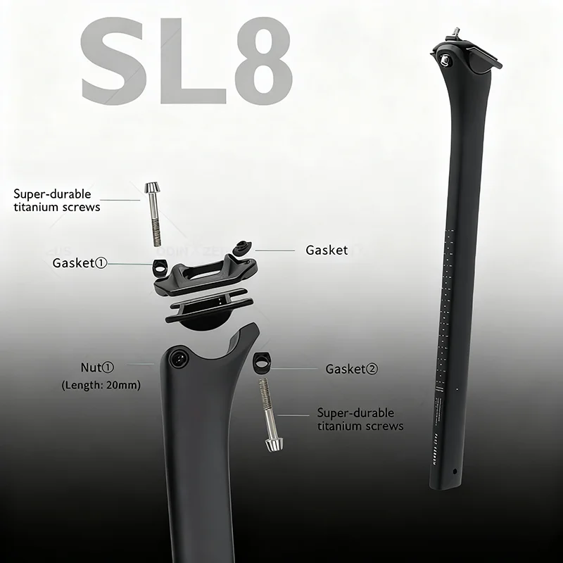 

S-W Ultralight Carbon Seatpost for SL8 Road Bike l5mm Offset 300mm380mmLength Black Matte Lightweight Bicycle Seat Post