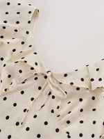 Chu Sau beauty Women New Fashion Sweet Polka Dot Print Chic Ruffles Midi Dress French V-Neck Puff Sleeve Vintage Party Dresses - Image 4