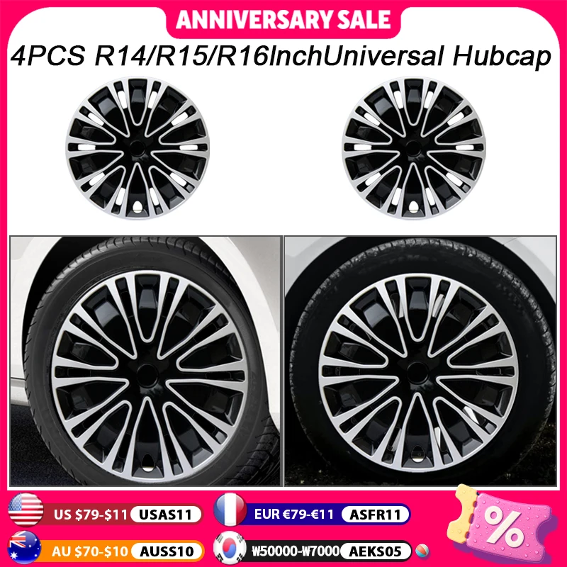 

4PCS Hubcap R14 R15 R16 Inch Universal Wheel Cover Replacement Hub Caps Wheel Rim Cover PP Tire Accessories Snap On SUV Truck