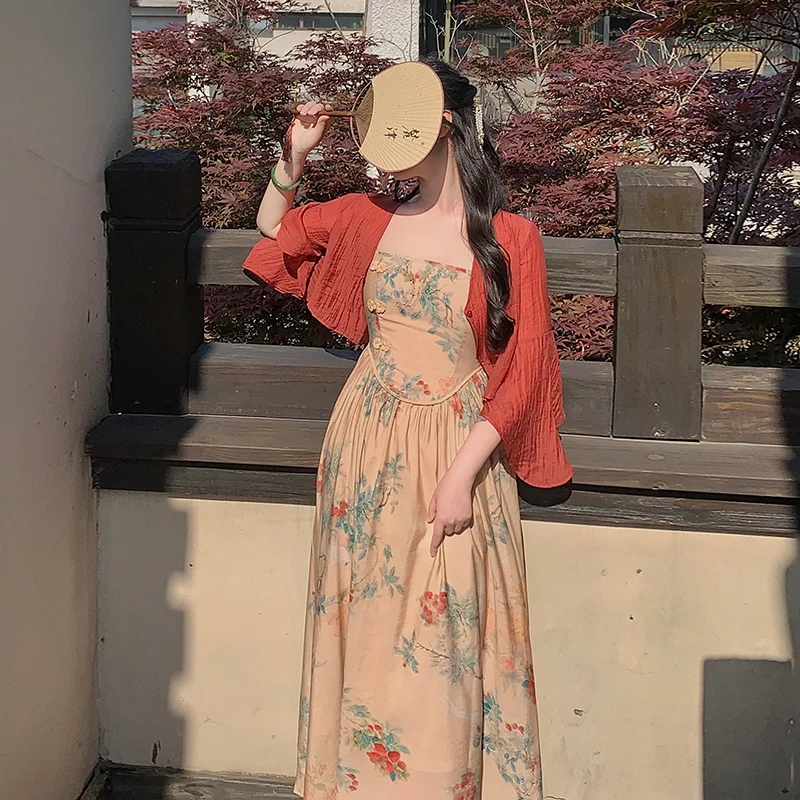 

New Chinese Sle National Trend Reformed Dr Women's Zen Design Ancient Sle Skirt Long Gown