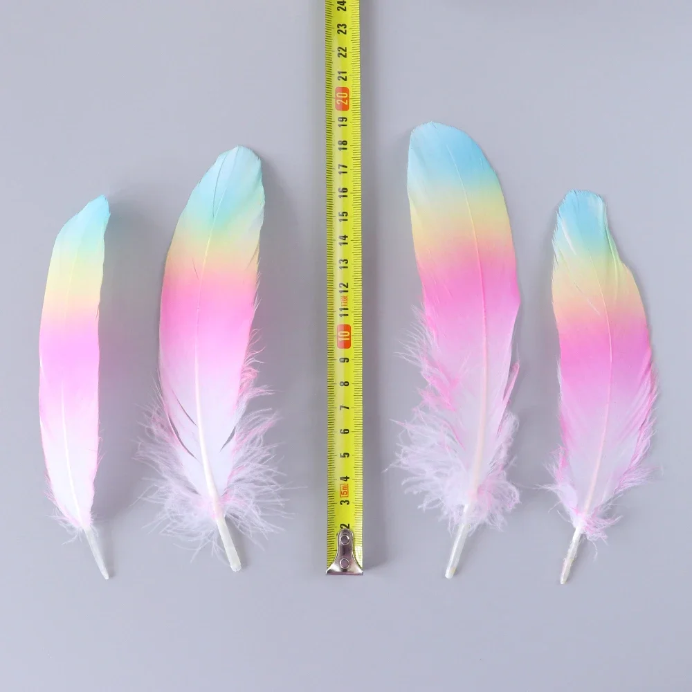 Macaron Three-color gradient Goose feather 10pcs/lot 6-8\