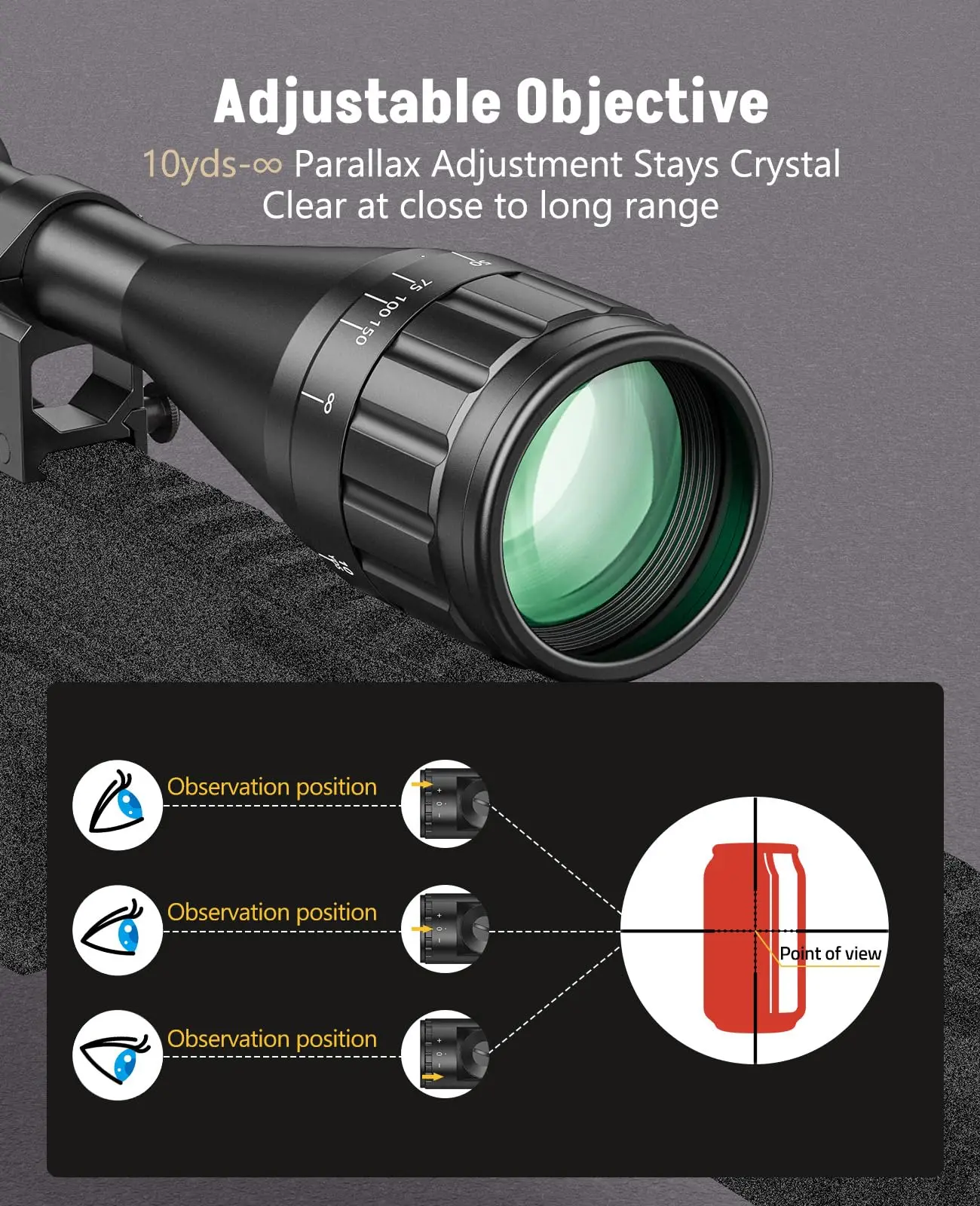 

6-24x50 AO Rifle Scope 1 inch Tube SFP Red Green Illuminated Long Range Hunting Scope with 20mm Rings Mount for Picatinny