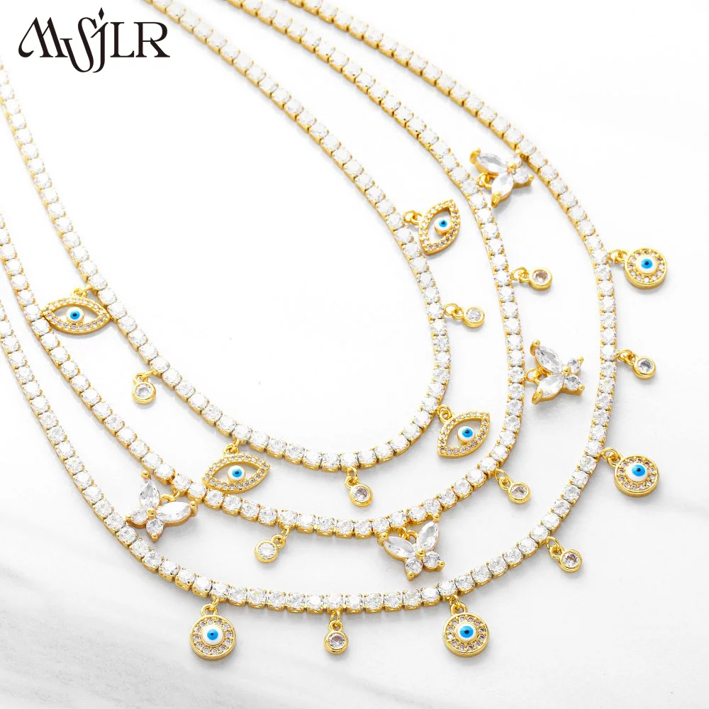 MVN-021   2023 Fashion Hip-Hop Necklace Accessories Zircon Necklace Butterfly Devil's Eye Advanced Design Necklace Sale