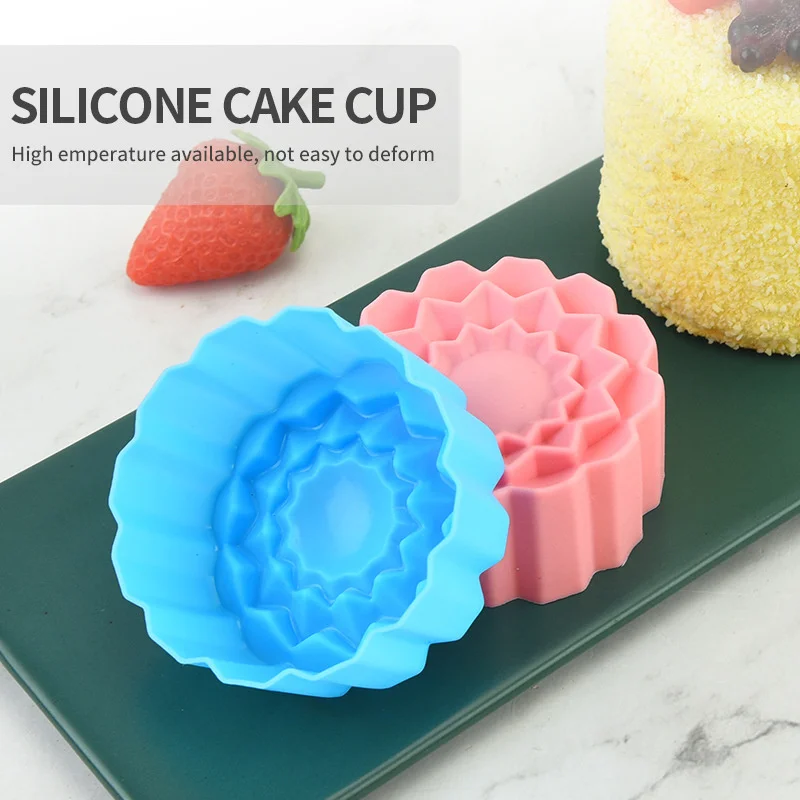 Silicone Baking Moldes para Mooncake, Muffin e Bolo, Pudim e Geléia