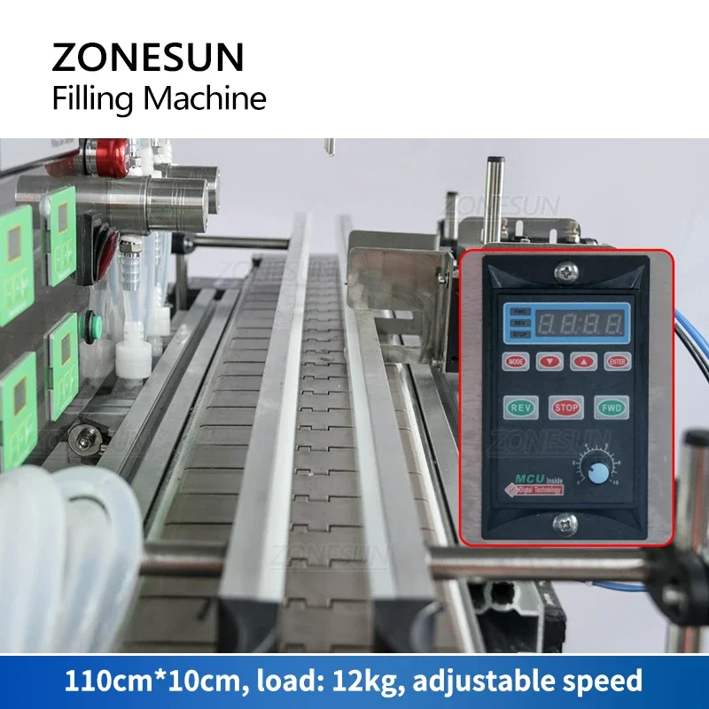 ZONESUN ZS-DTMP4AL 4 Head Automatic Filling Machine Diving Nozzles Magnetic Pump Filler for Foamy Corrosive Liquid Bottle
