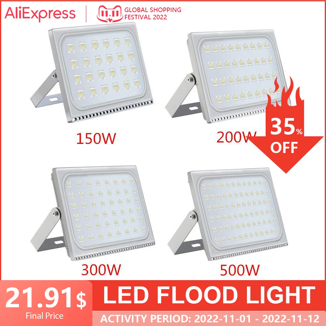 1PCS Ultrathin LED Flood Light 150W 200W 300W 500W IP65 110V/220V LED Spotlight Refletor Outdoor Lighting Wall Lamp Floodlight