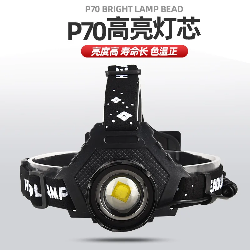P70 High Intensity Headlamp USB Charging Power Display with Output Telescopic Zoom LED Headlamp