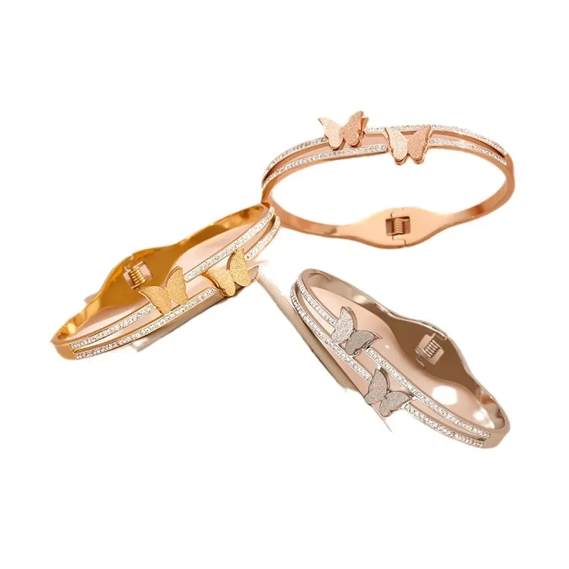 

Fashionable and light luxury all-diamond children's bracelet, brand-new minimalist line double titanium steel bracelet accessory