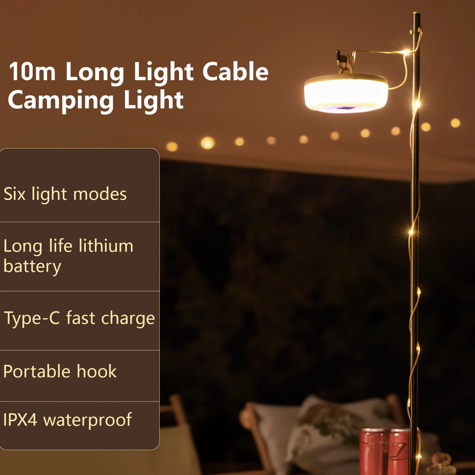 BISINNA Camping String Light USB Charging Lantern 1800mAh,IPX4 Waterproof,Rechargeable Flashlights